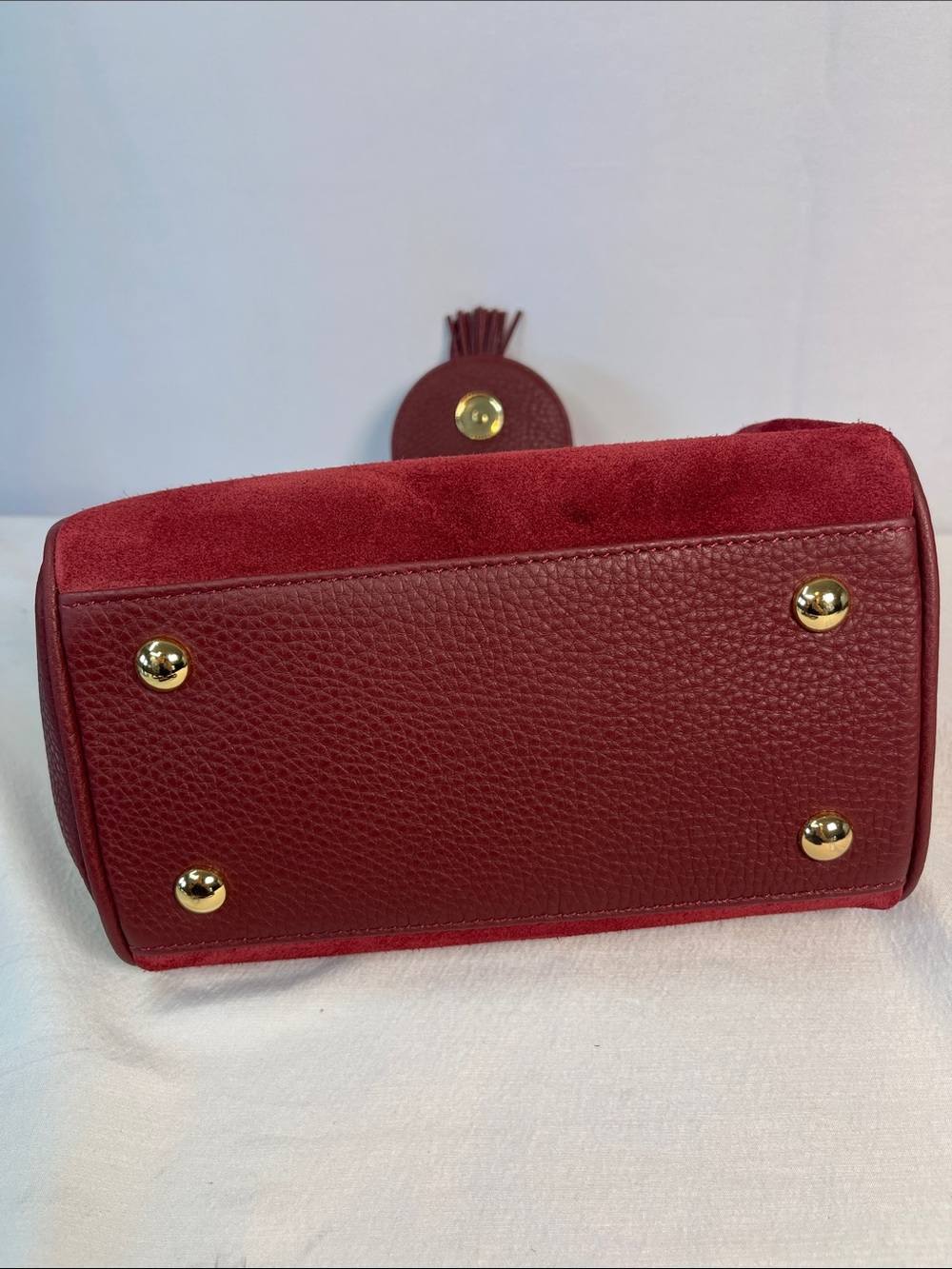 Fairfax & Favor Mini Windsor Ruby Suede Leather Handbag - Picture 13 of 13